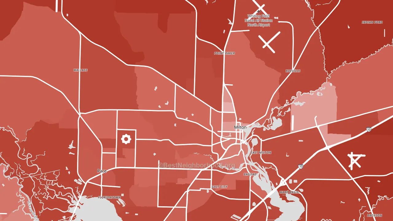 Milton, FL block-group political-lean map