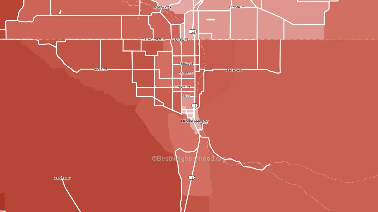 Milton-Freewater, OR block-group political-lean map