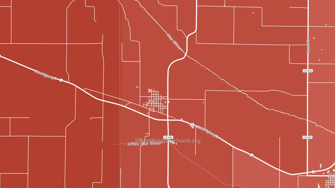 Milton, IA block-group political-lean map