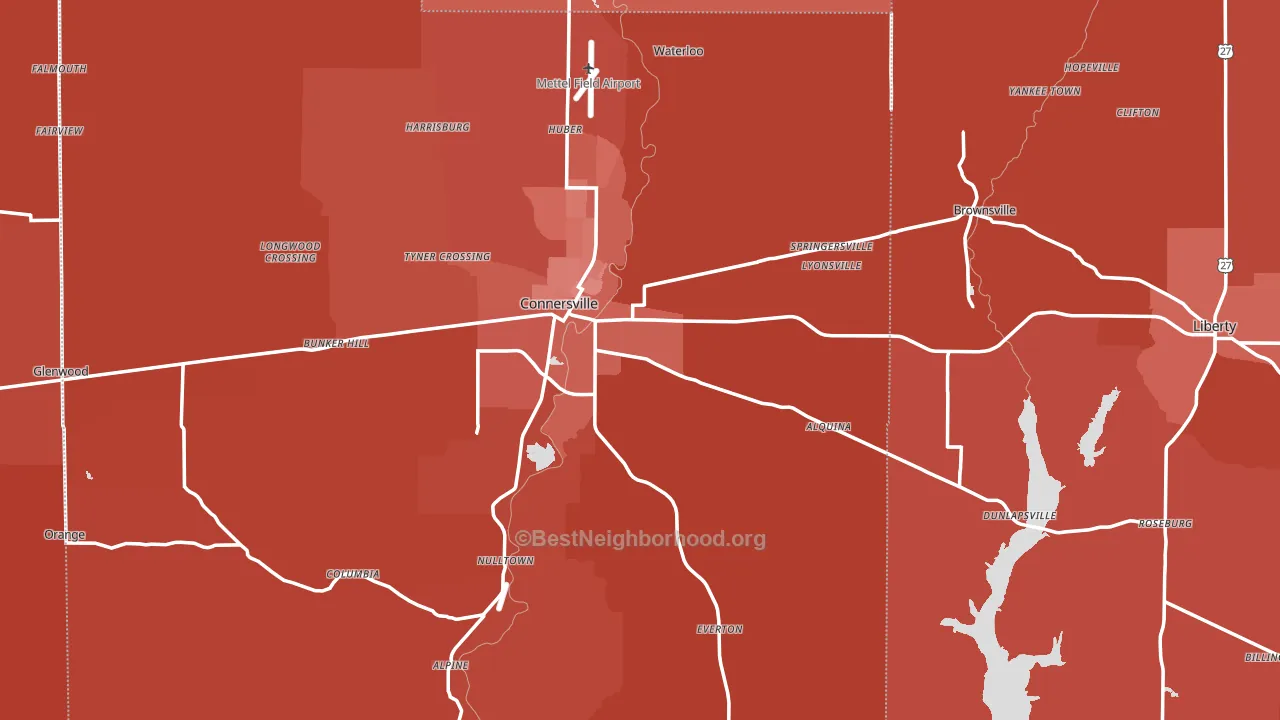 Milton, IN block-group political-lean map