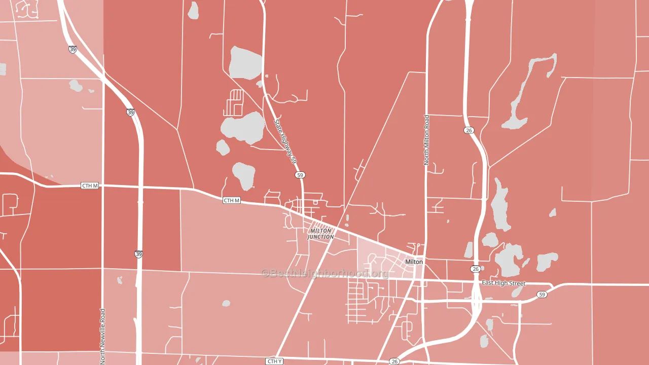 Milton Junction, WI block-group political-lean map