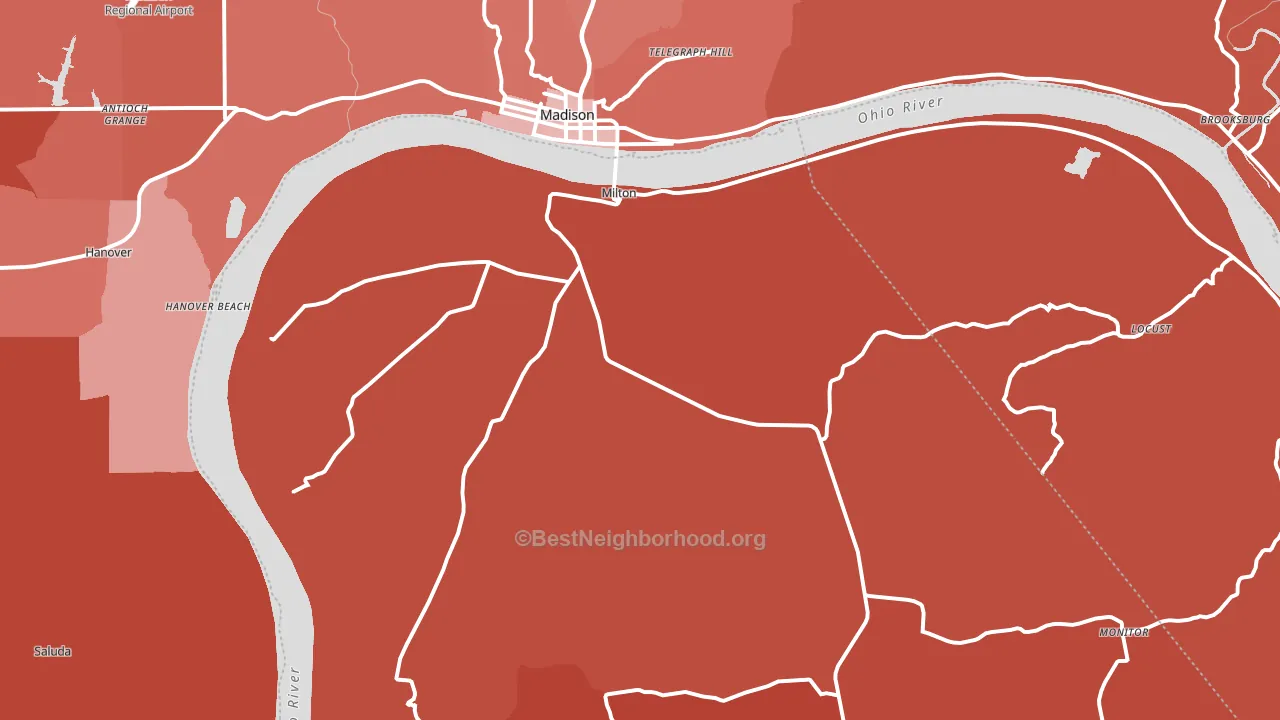 Milton, KY block-group political-lean map