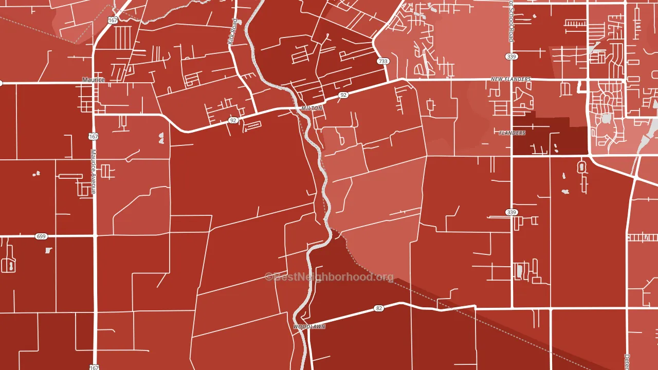 Milton, LA block-group political-lean map