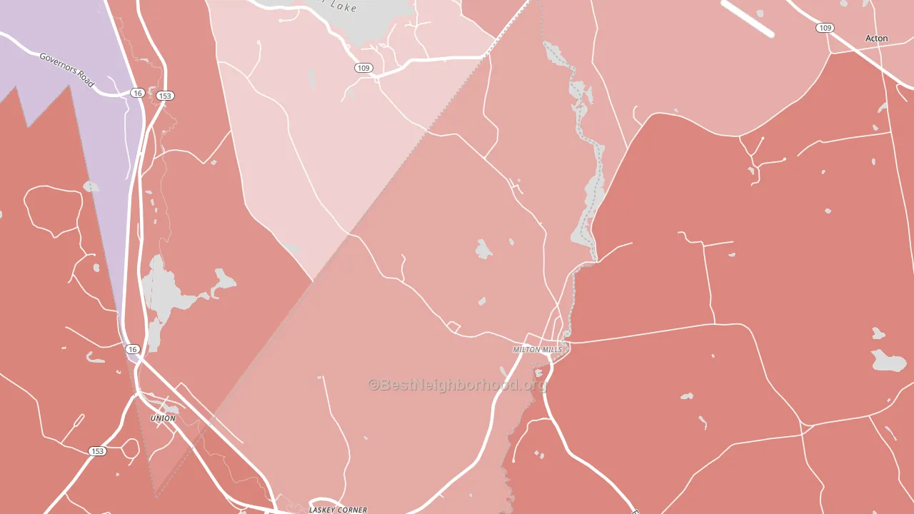 Milton Mills, NH block-group political-lean map
