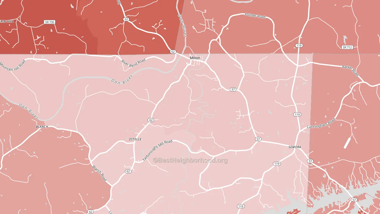 Milton, NC block-group political-lean map