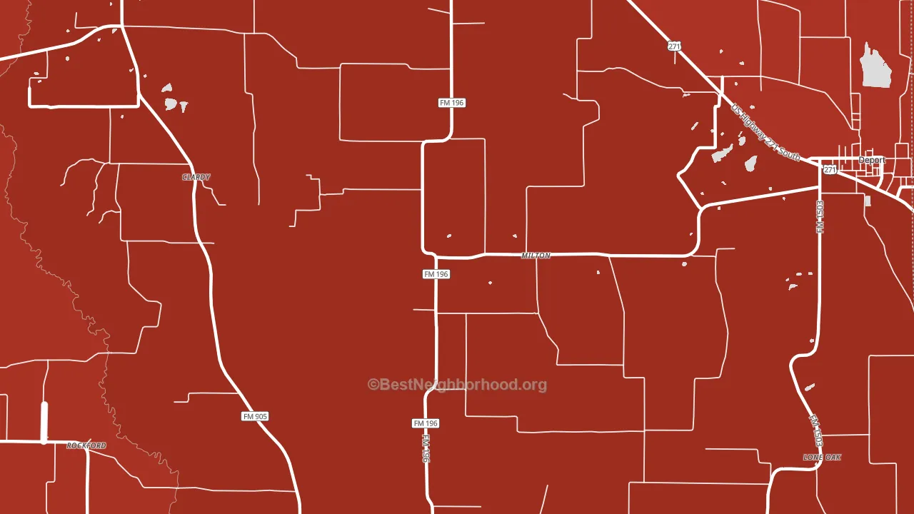 Milton, TX block-group political-lean map