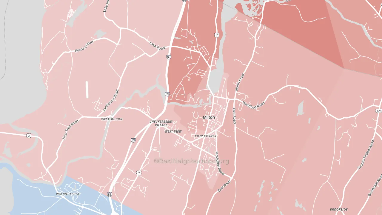 Milton, VT block-group political-lean map