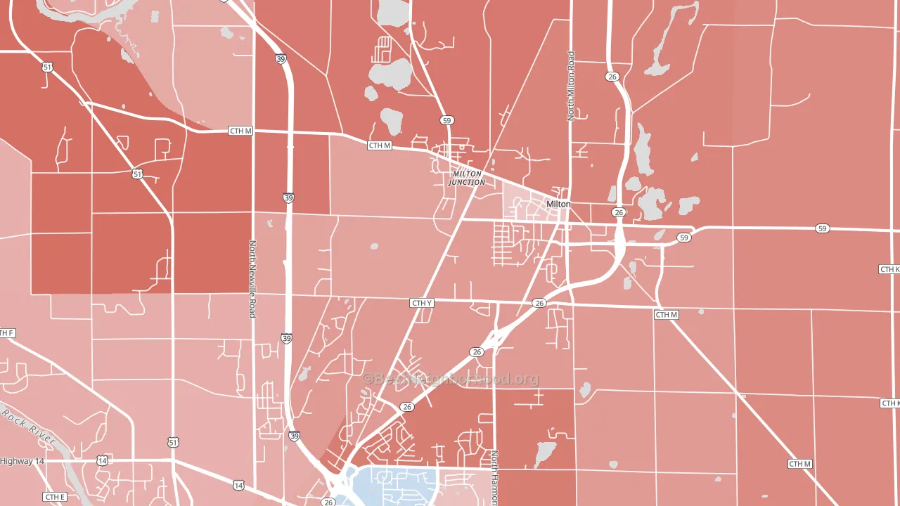 Milton, WI block-group political-lean map