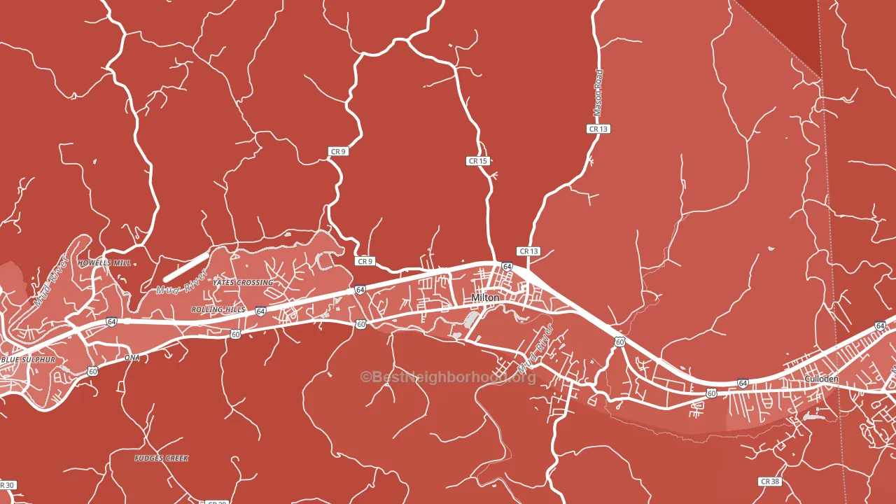 Milton, WV block-group political-lean map