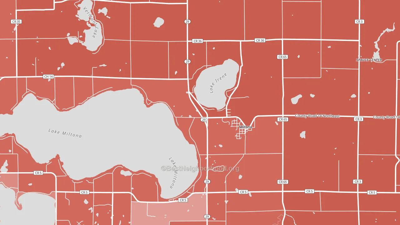 Miltona, MN block-group political-lean map