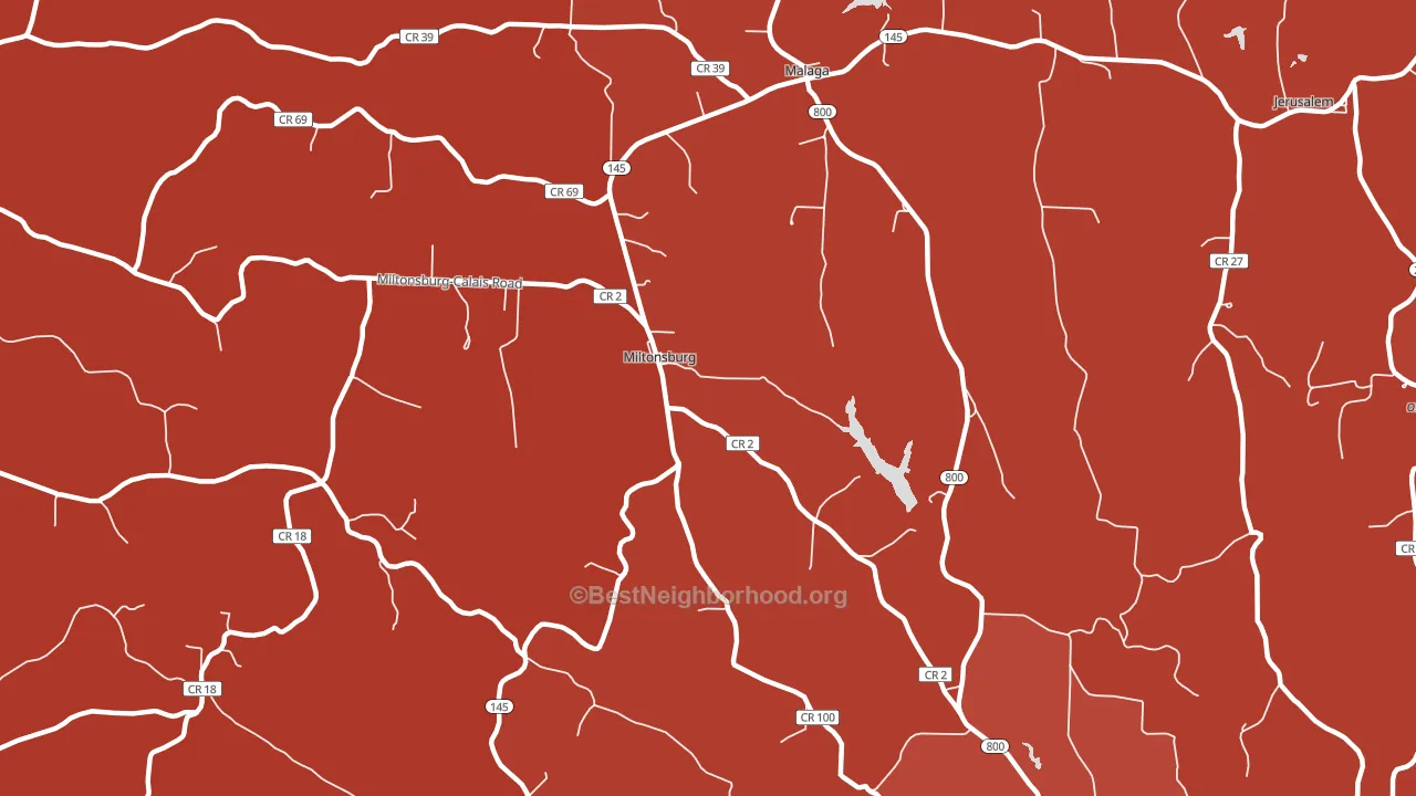Miltonsburg, OH block-group political-lean map