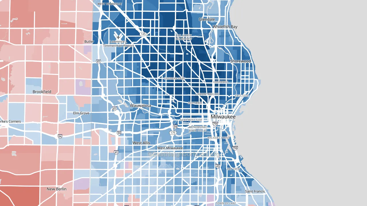 Milwaukee, WI block-group political-lean map