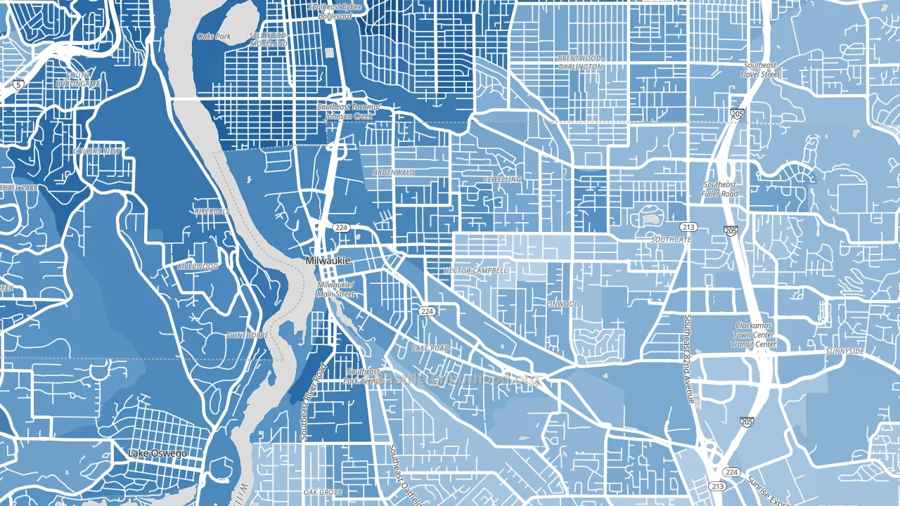 Milwaukie, OR block-group political-lean map