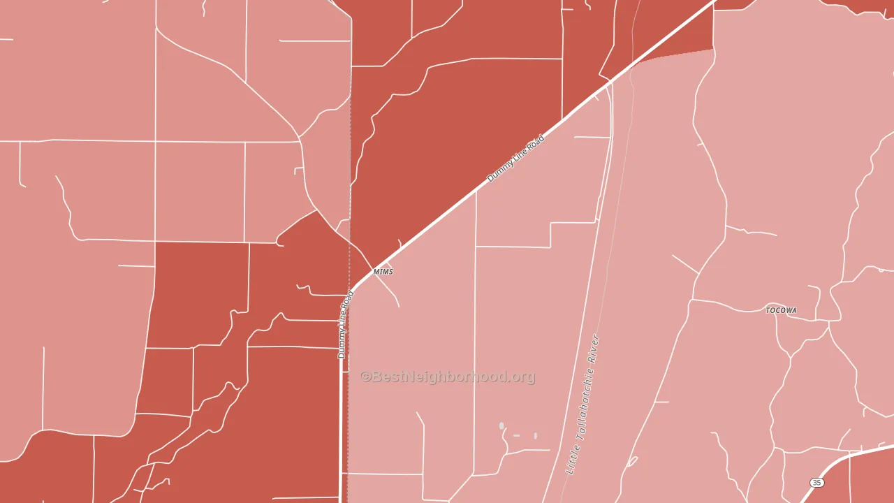 Mimms, MS block-group political-lean map