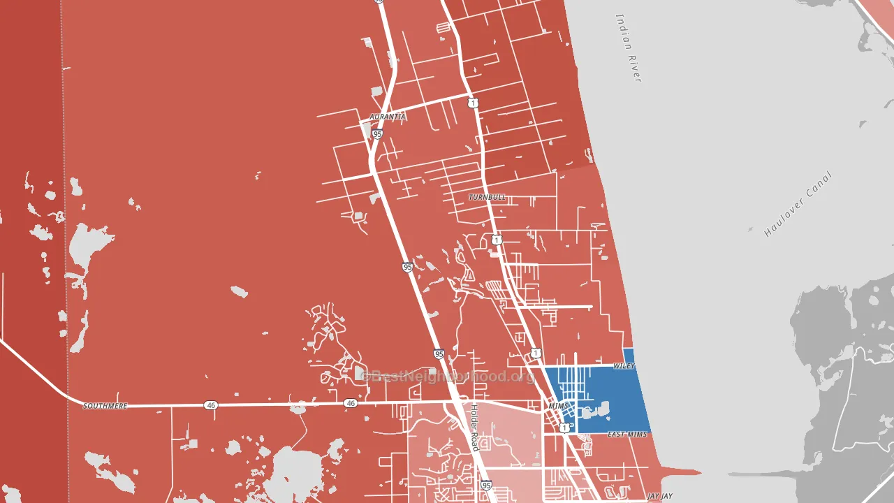 Mims, FL block-group political-lean map