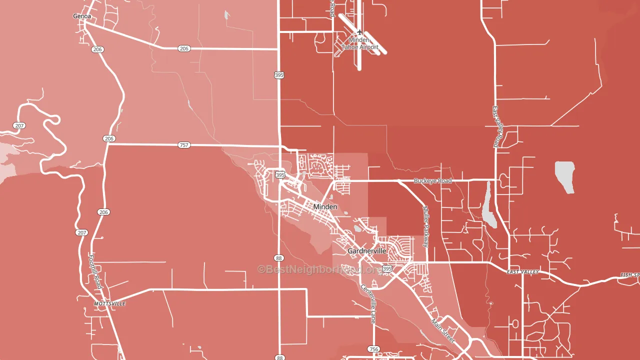 Minden, NV block-group political-lean map