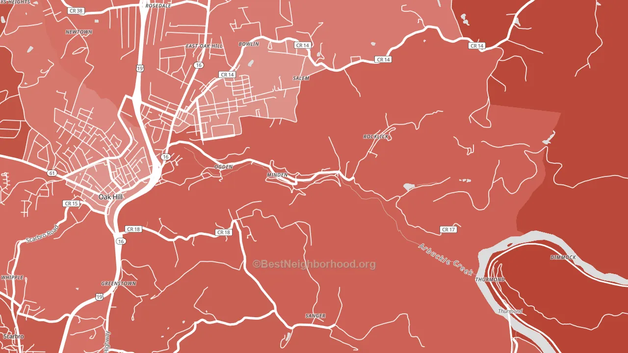 Minden, WV block-group political-lean map