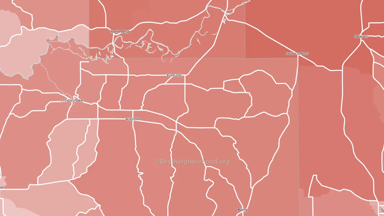 Mindoro, WI block-group political-lean map