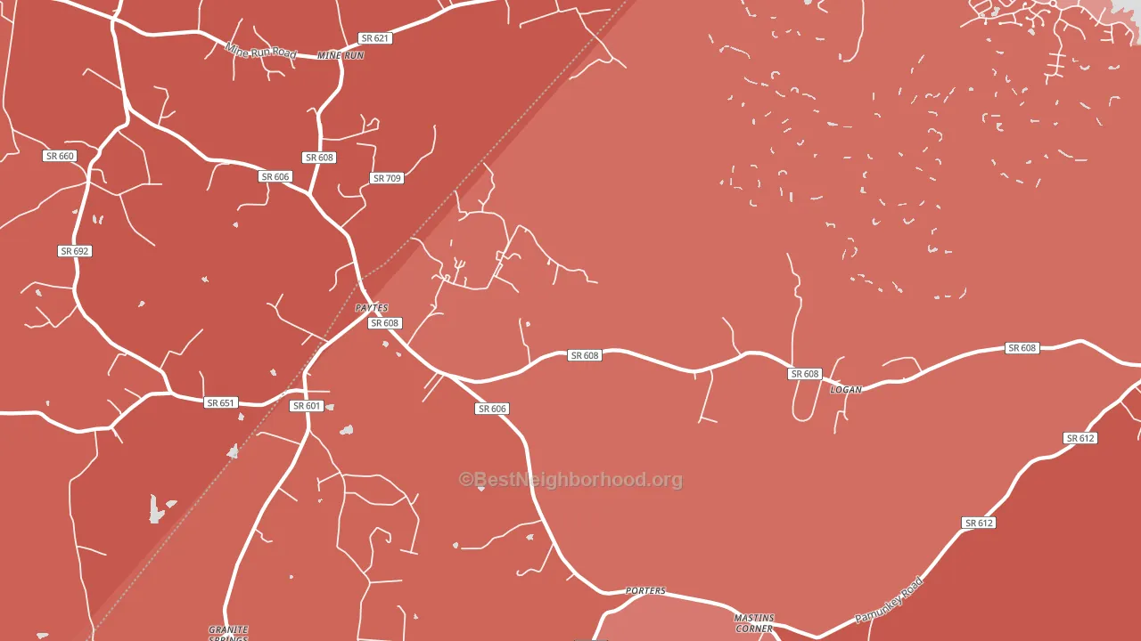 Mine Run, VA block-group political-lean map