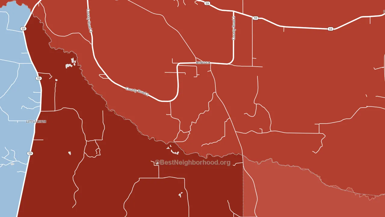 Mineola, AL block-group political-lean map
