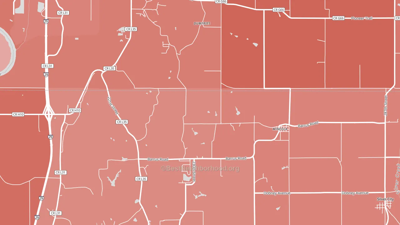 Mineola, IA block-group political-lean map