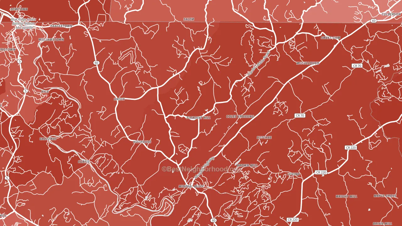 Mineral Bluff, GA block-group political-lean map