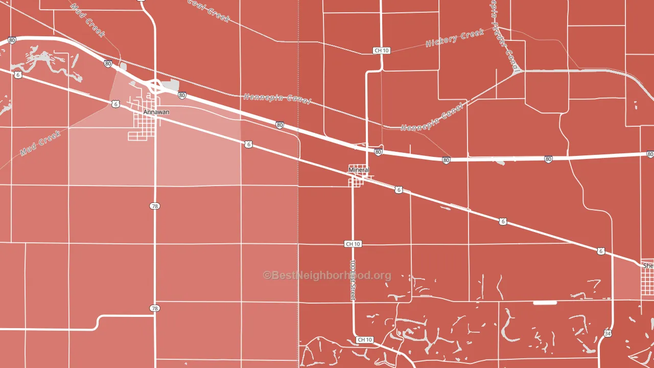 Mineral, IL block-group political-lean map