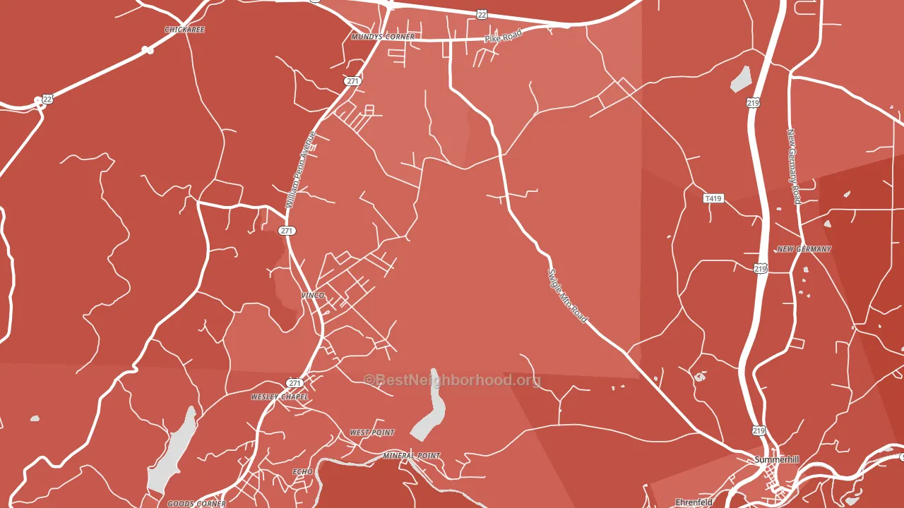 Mineral Point, PA block-group political-lean map