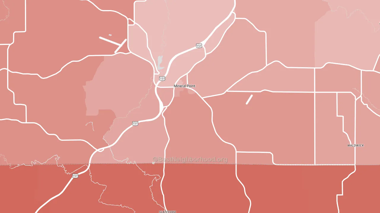 Mineral Point, WI block-group political-lean map