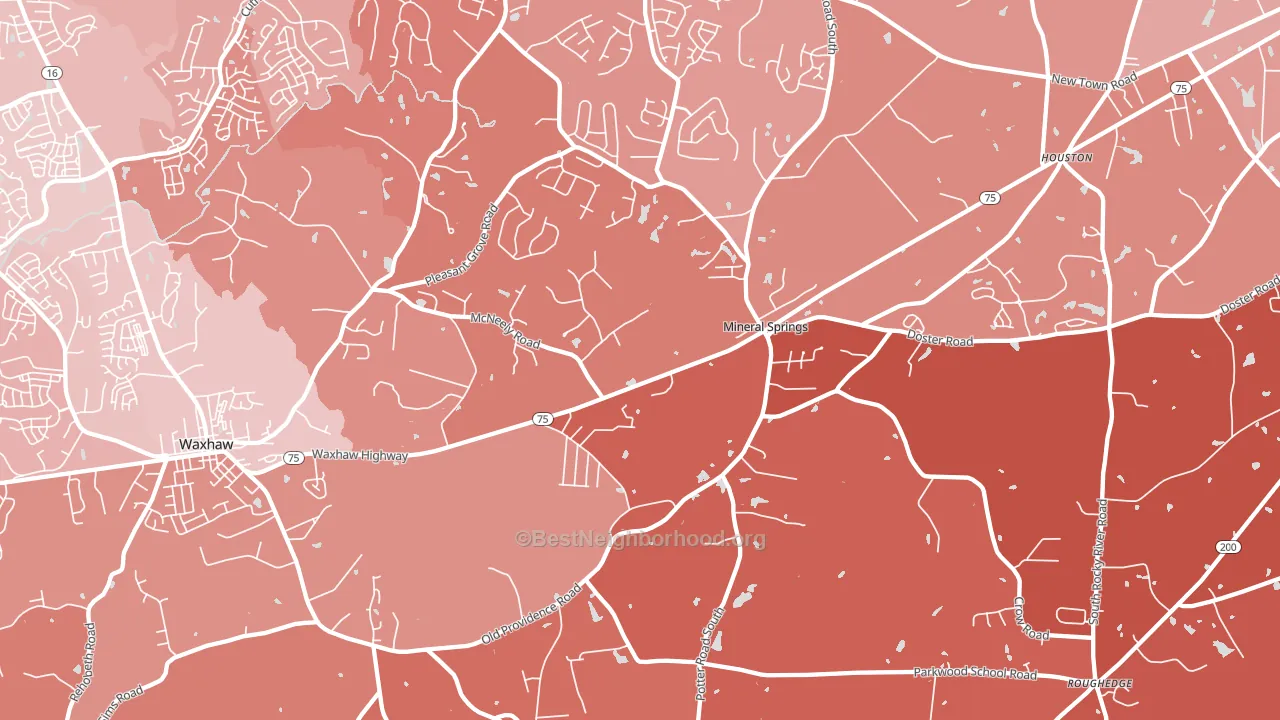 Mineral Springs, NC block-group political-lean map