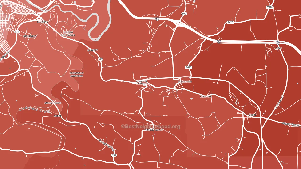 Mineral Springs, PA block-group political-lean map