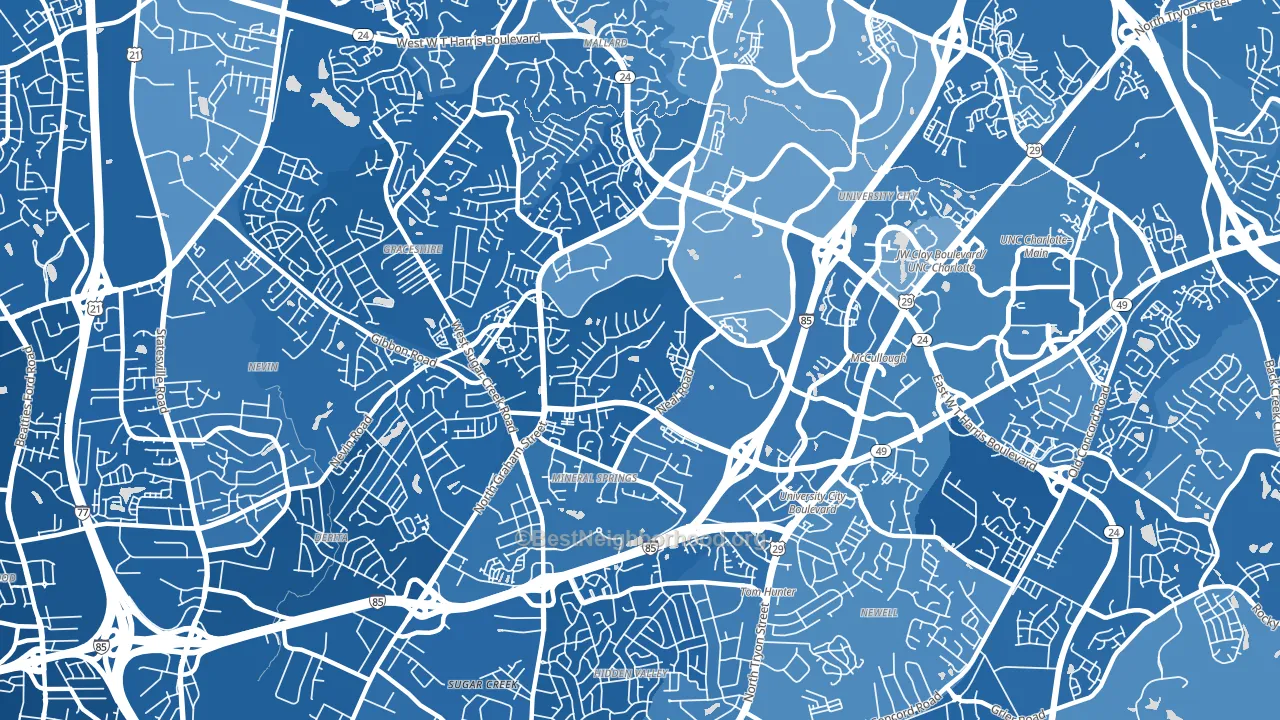 Mineral Springs-Rumble Road, Charlotte, NC block-group political-lean map
