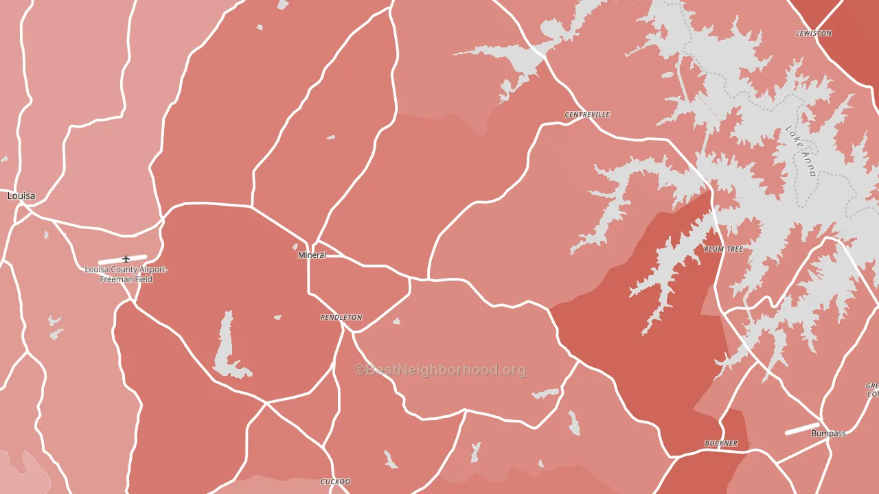 Mineral, VA block-group political-lean map