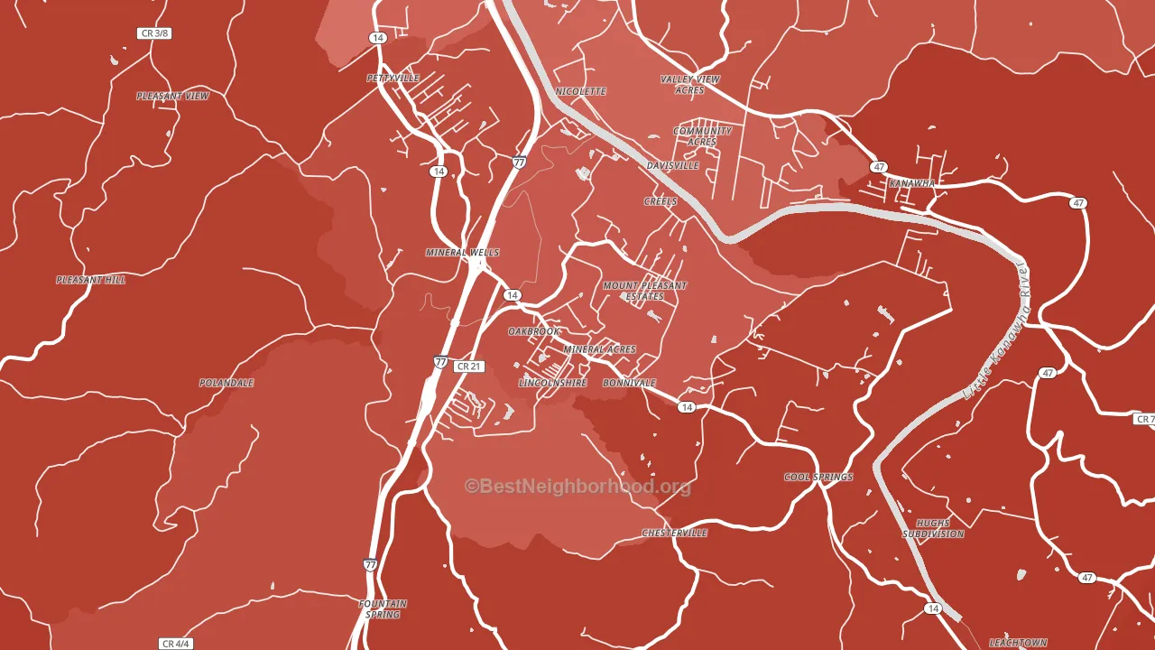 Mineralwells, WV block-group political-lean map