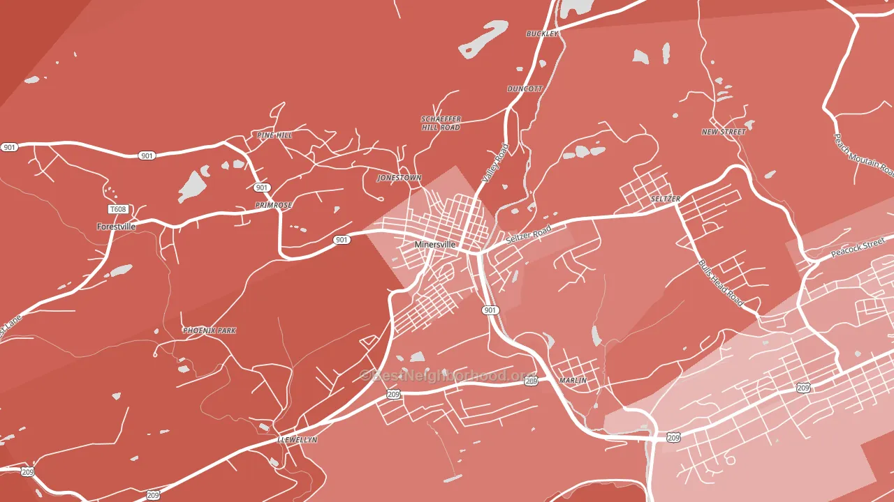 Minersville, PA block-group political-lean map
