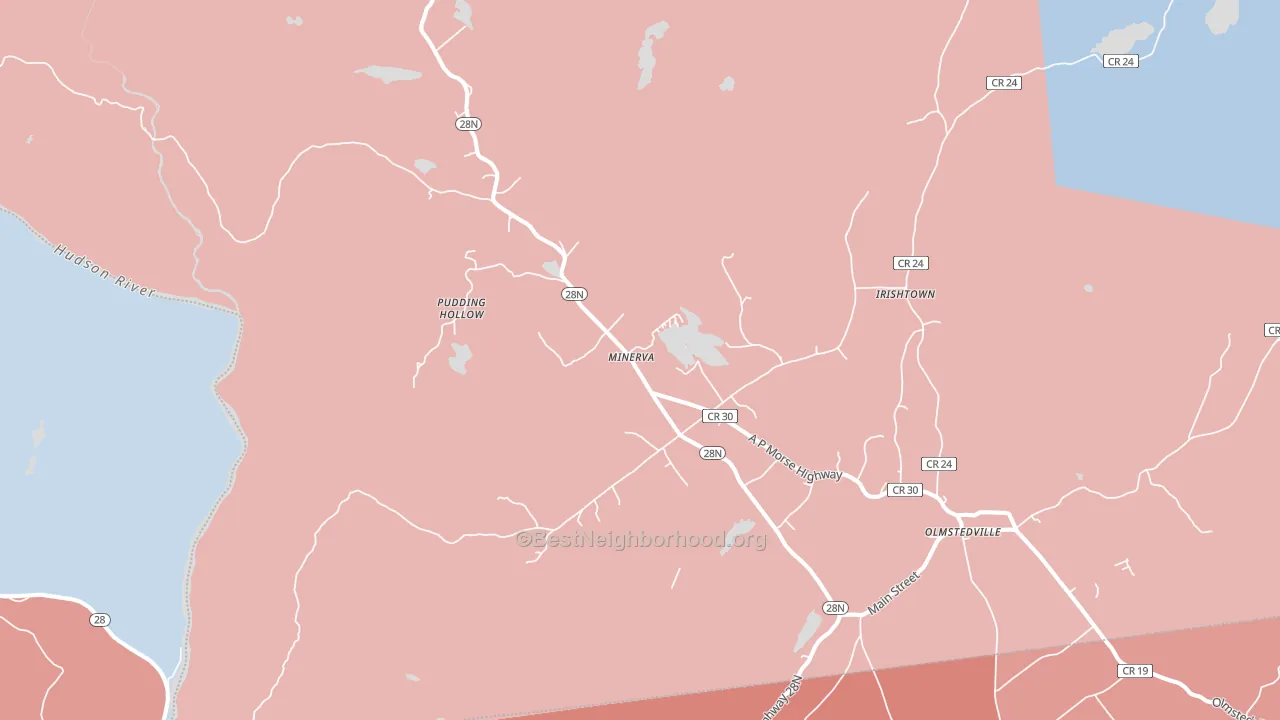 Minerva, NY block-group political-lean map