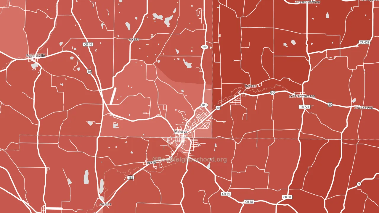 Minerva, OH block-group political-lean map