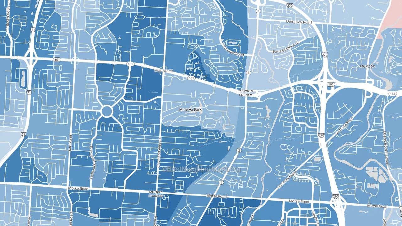Minerva Park, OH block-group political-lean map
