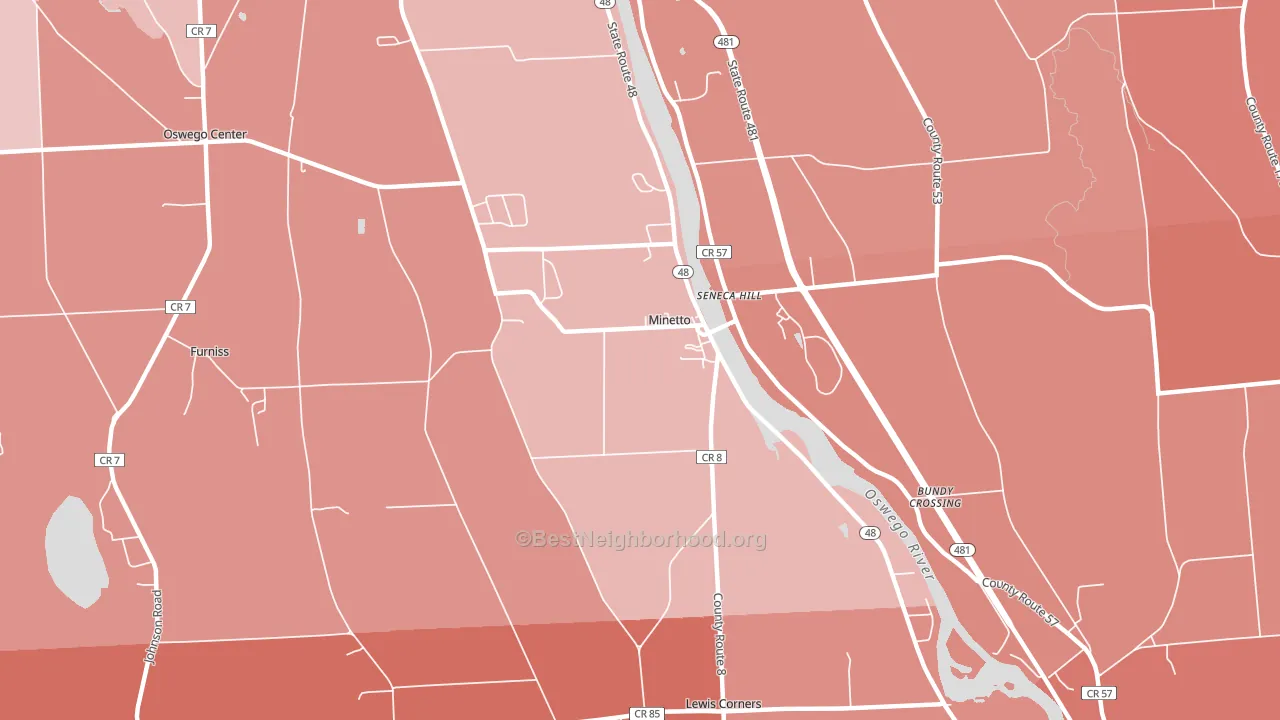 Minetto, NY block-group political-lean map