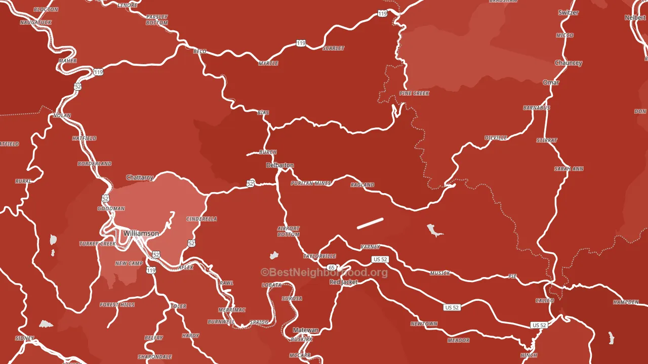 Mingo County, WV block-group political-lean map