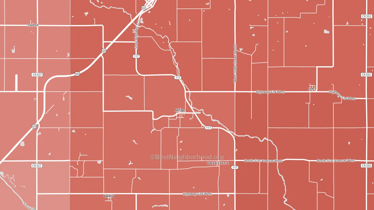 Mingo, IA block-group political-lean map