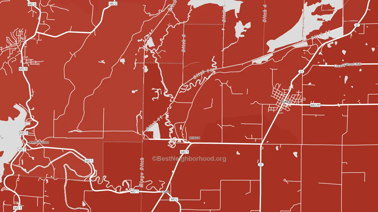 Mingo, MO block-group political-lean map