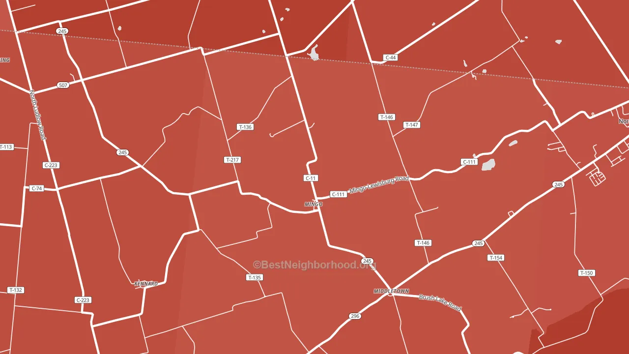 Mingo, OH block-group political-lean map