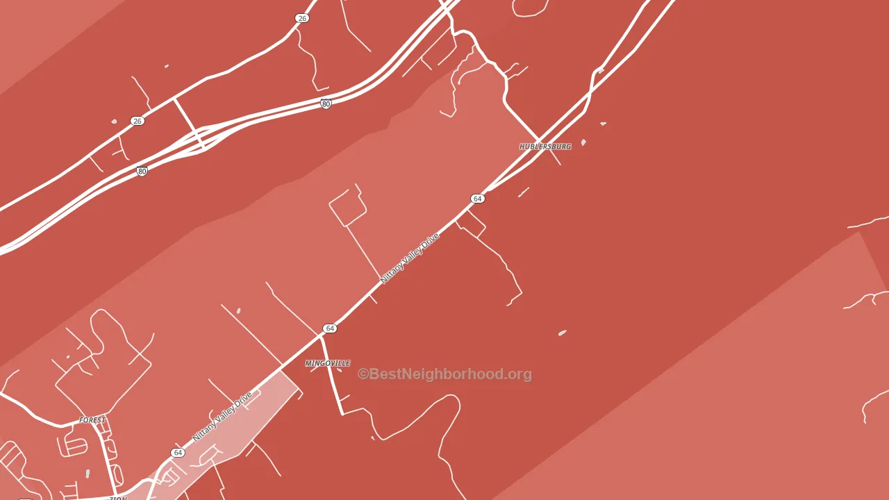Mingoville, PA block-group political-lean map