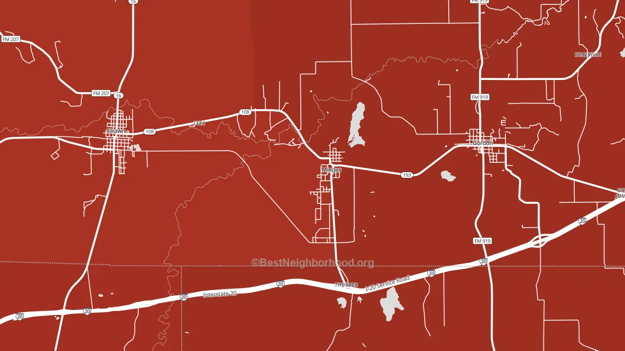 Mingus, TX block-group political-lean map