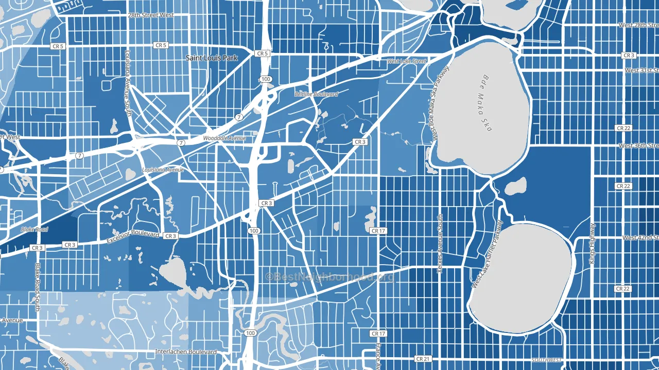 Minikahda Vista, St. Louis Park, MN block-group political-lean map