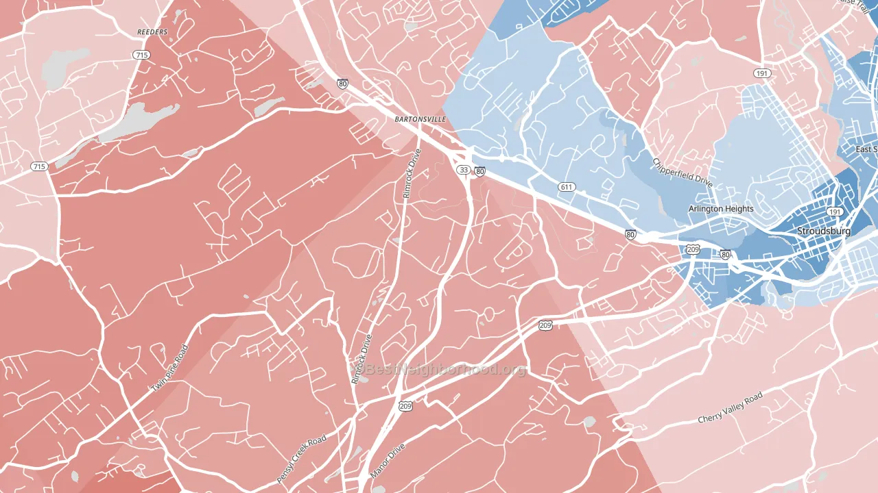 Minisink Hills, PA block-group political-lean map