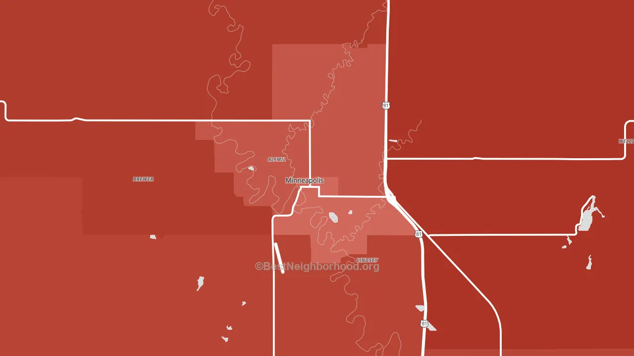 Minneapolis, KS block-group political-lean map