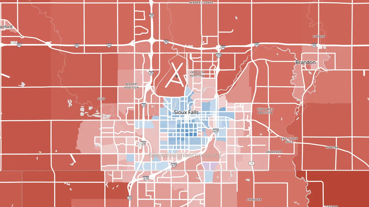 Minnehaha County, SD block-group political-lean map