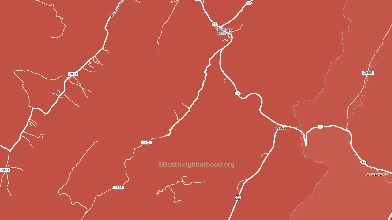 Minnehaha Springs, WV block-group political-lean map